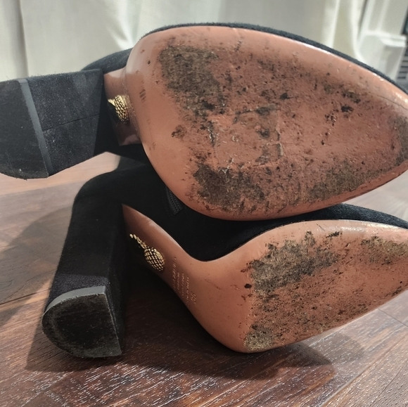 RARE Aquazzura Rasputine Military Block Heel Black Suede Over the Knee Boots - Picture 9 of 10